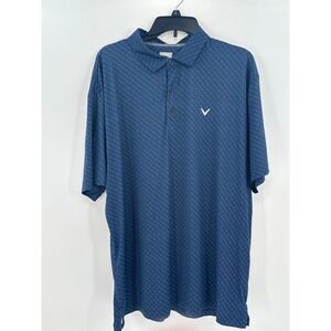 Callaway Opti-Dri Mens Golf Polo Shirt XL Blue Geometric Chevron Print Short Slv